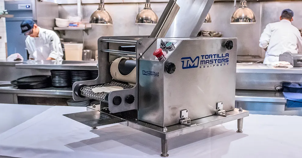 Ventura Flex TM-105 Corn Tortilla Machine in restaurant kitchen